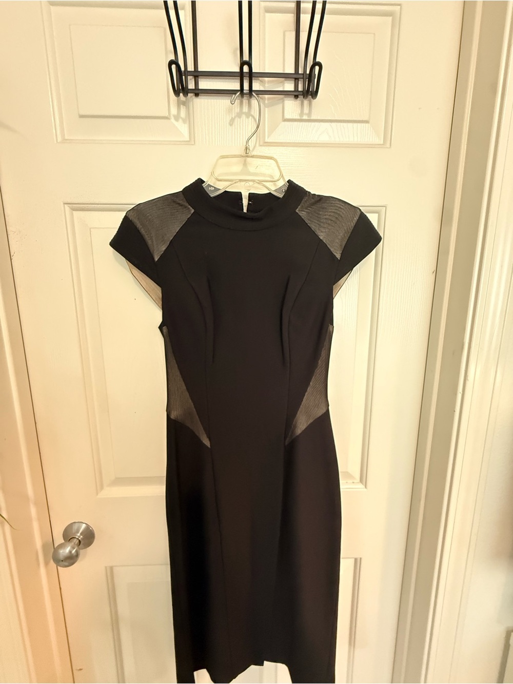 ABS Allen Schwartz Black Cap-Sleeve Midi Dress